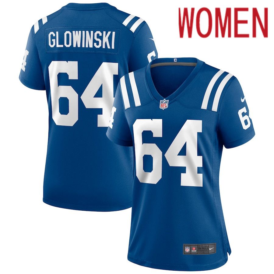Women Indianapolis Colts #64 Mark Glowinski Nike Royal Game NFL Jersey